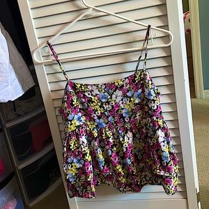 Floral cropped shirt with skinny straps. Forever 21 size medium.